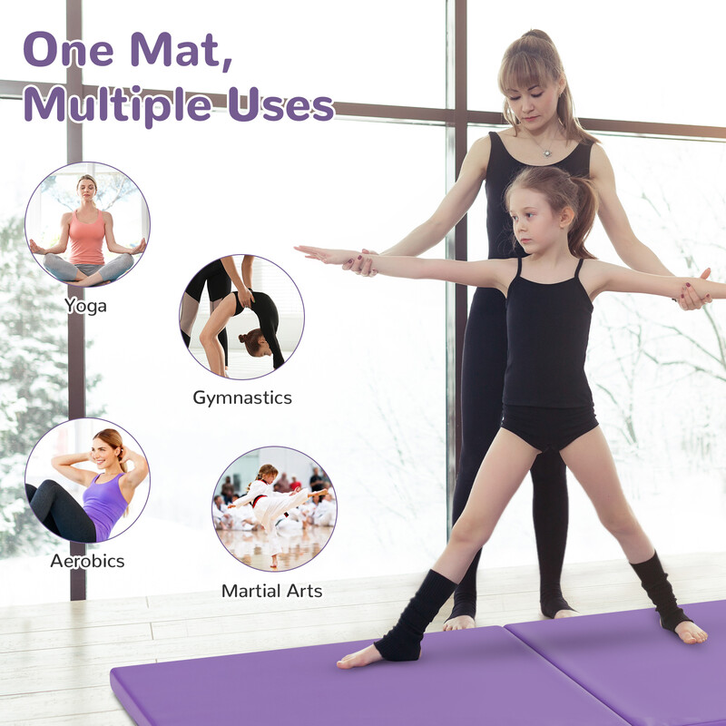 Foldbar træningsmåtte PU-læder EPE-skum 180x60 cm lilla
