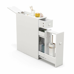 Badeværelsesskab hvid MDF med to hylder og skuffe 1 stk