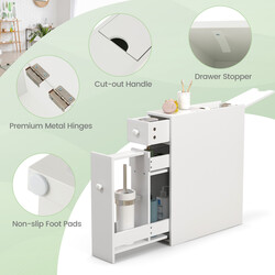 Badeværelsesskab hvid MDF med to hylder og skuffe 1 stk