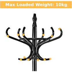 Tøjstativ med paraplyholder 12 kroge hvid birk og poppel 51x51x184 cm