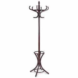 Klædeholder i hvid bjørk med 12 poppelkroge og paraplystativ 51x51x184 cm