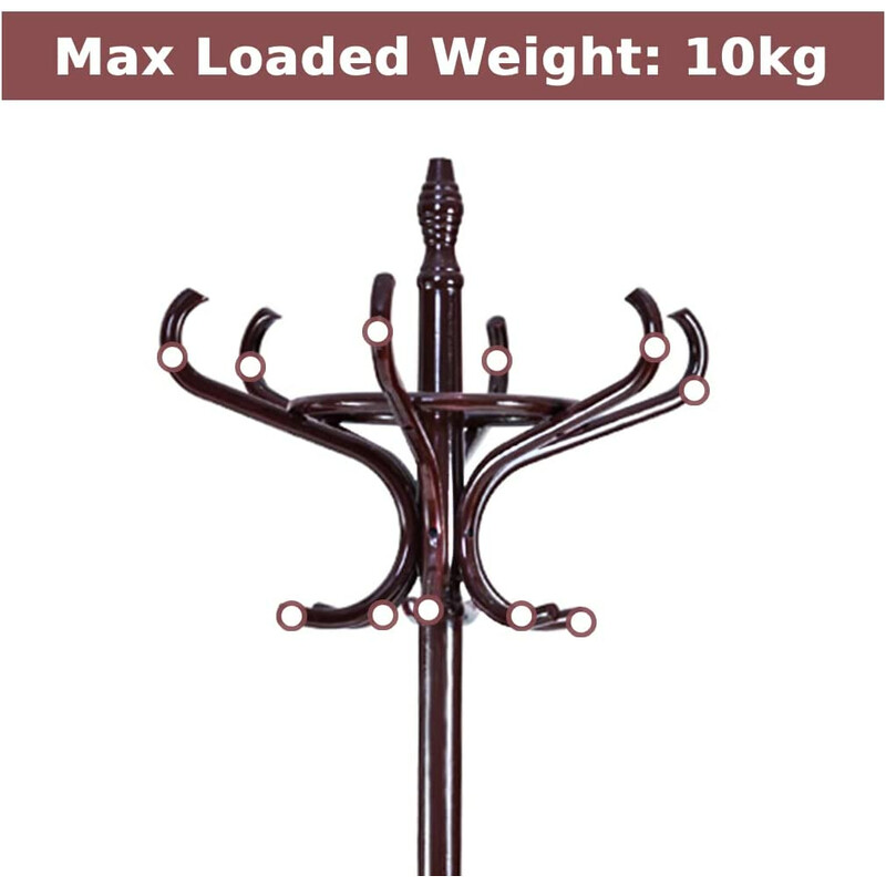 Klædeholder i hvid bjørk med 12 poppelkroge og paraplystativ 51x51x184 cm