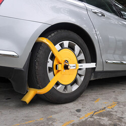 Stålhjul lås 13-15 tommer gul zinkbelægning med 2 nøgler