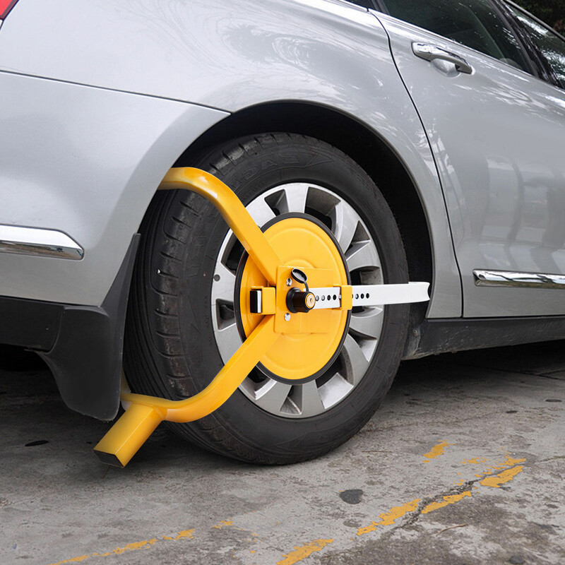 Stålhjul lås 13-15 tommer gul zinkbelægning med 2 nøgler