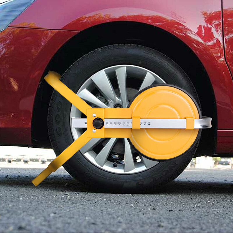 Stålhjul lås 13-15 tommer gul zinkbelægning med 2 nøgler