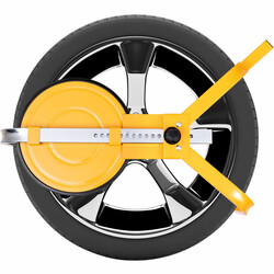 Stålhjul lås 13-15 tommer gul zinkbelægning med 2 nøgler