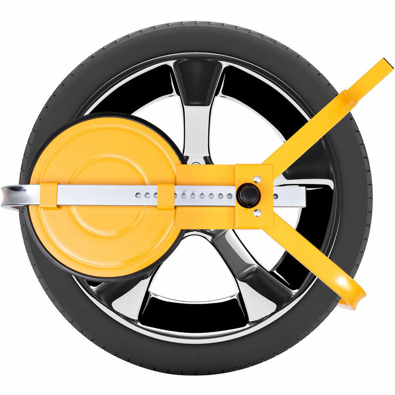 Stålhjul lås 13-15 tommer gul zinkbelægning med 2 nøgler