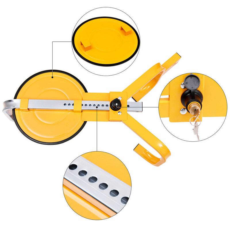 Stålhjul lås 13-15 tommer gul zinkbelægning med 2 nøgler