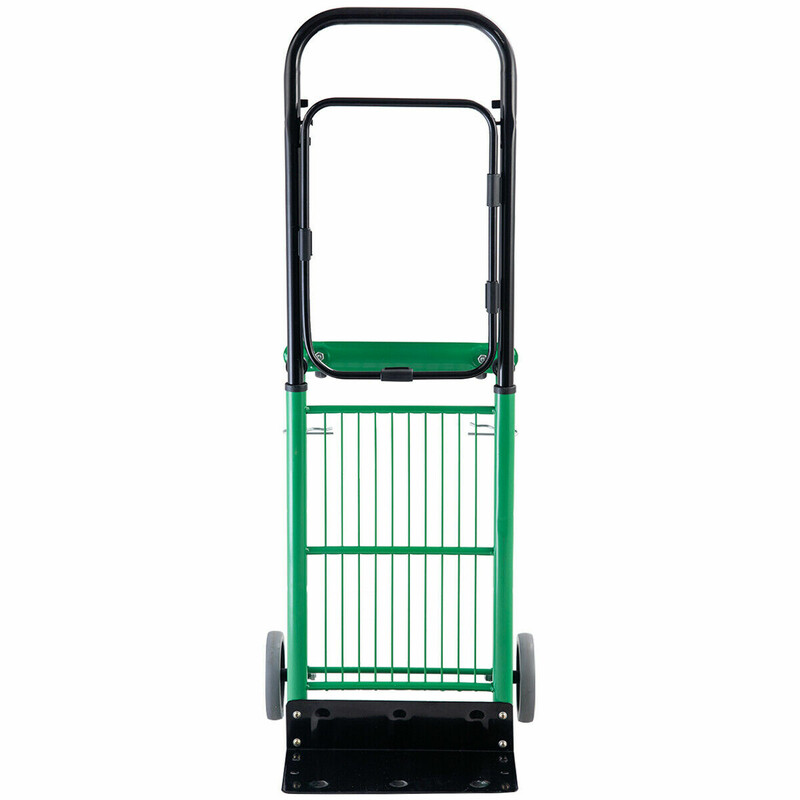 Sækvogn 2-i-1 stål justerbart håndtag 90 kg kapacitet sammenklappelig