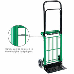 Sækvogn 2-i-1 stål justerbart håndtag 90 kg kapacitet sammenklappelig