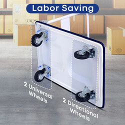 Transportvogn hopfoldelig pulverlakeret metal 60x90 cm 300 kg blå/hvid