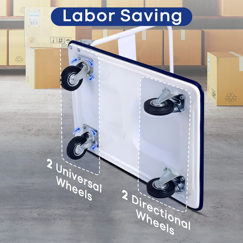 Transportvogn hopfoldelig pulverlakeret metal 60x90 cm 300 kg blå/hvid