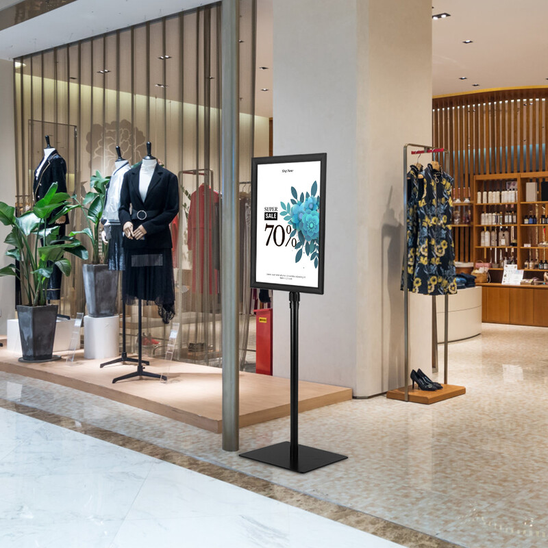 Sort justerbart plakatstativ aluminium og rustfrit stål 78-123 cm 1 stk