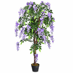 Kunstig lila palme 150 cm polyester med tre stammer