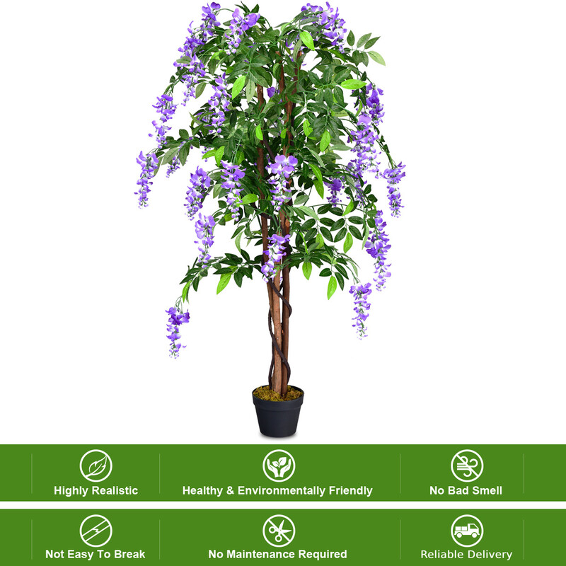 Kunstig lila palme 150 cm polyester med tre stammer