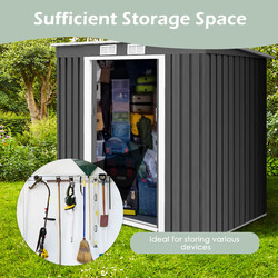 Metallskur galvaniseret stål mørkegrå 213x130x173 cm med fundament