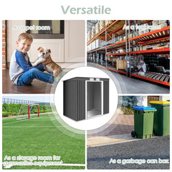 Metallskur galvaniseret stål mørkegrå 213x130x173 cm med fundament