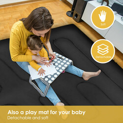 Dobbelt sovepose polyester sort 220x150 cm med 2 puder til to personer