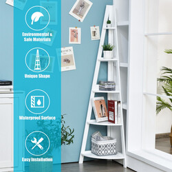 Hjørnehylde MDF hvid 5 hyldeplan 39x39x175 cm til opbevaring