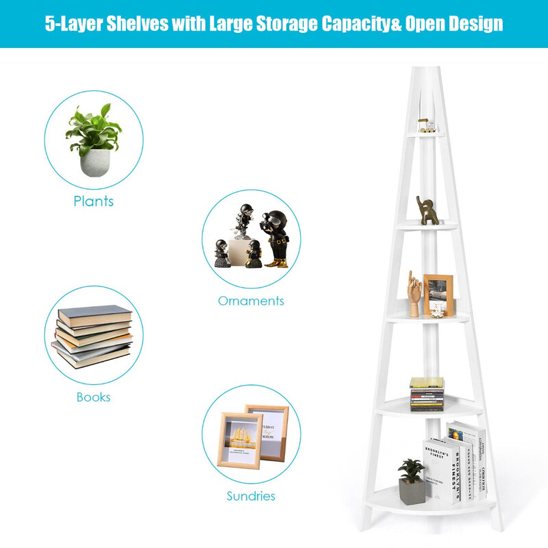 Hjørnehylde MDF hvid 5 hyldeplan 39x39x175 cm til opbevaring