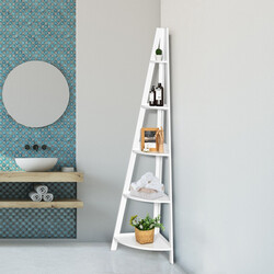 Hjørnehylde MDF hvid 5 hyldeplan 39x39x175 cm til opbevaring