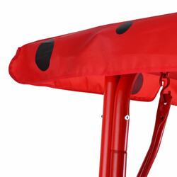 Rød børnehavegyngestol i Oxford‑stof med justerbart solskærm 83 cm bred