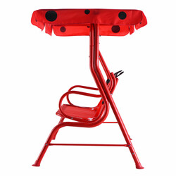 Rød børnehavegyngestol i Oxford‑stof med justerbart solskærm 83 cm bred