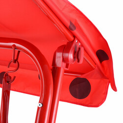 Rød børnehavegyngestol i Oxford‑stof med justerbart solskærm 83 cm bred