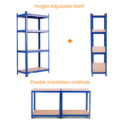 Metallhylde med fire hylder blå 80x40x160 cm 720 kg kapacitet