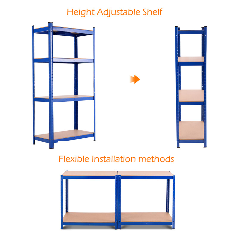 Metallhylde med fire hylder blå 80x40x160 cm 720 kg kapacitet