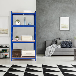 Metallhylde med fire hylder blå 80x40x160 cm 720 kg kapacitet