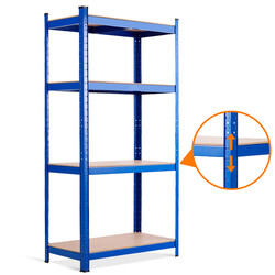 Metallhylde med fire hylder blå 80x40x160 cm 720 kg kapacitet