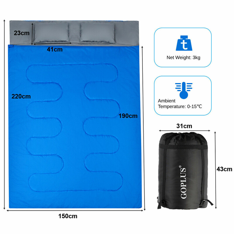 Sovsæk polyester 2-i-1 til to personer 190x150 cm sort
