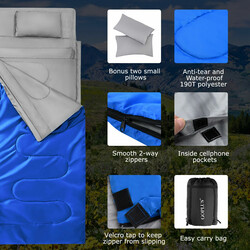 Sovsæk polyester 2-i-1 til to personer 190x150 cm sort