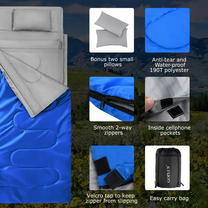 Sovsæk polyester 2-i-1 til to personer 190x150 cm sort