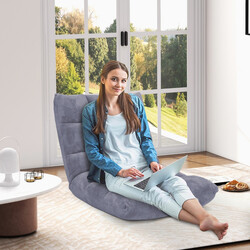 Foldbar gulvstol med justerbart ryglæn og korallvelour