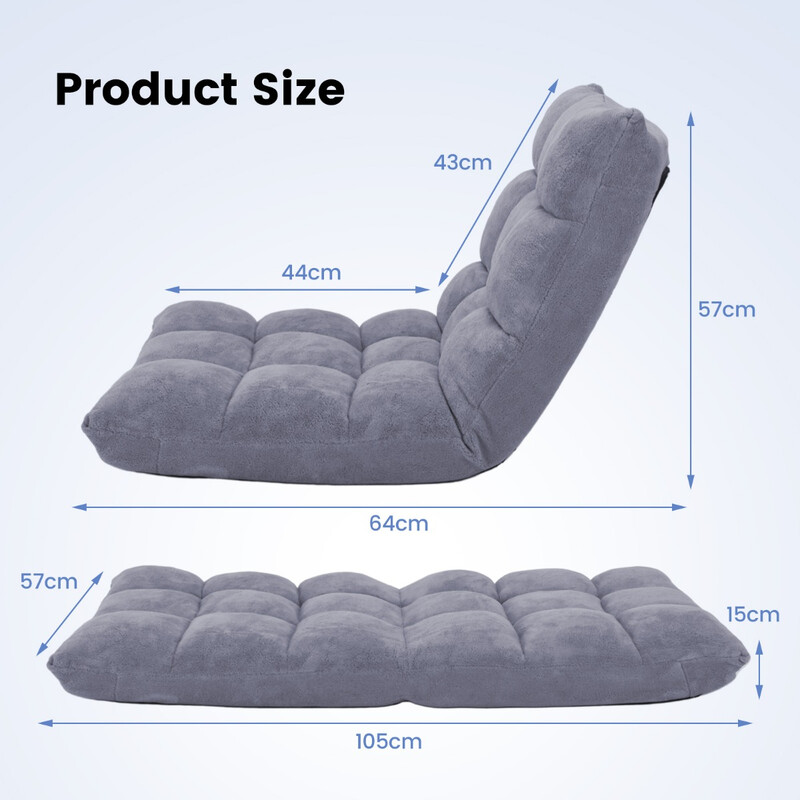 Foldbar gulvstol med justerbart ryglæn og korallvelour