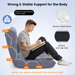 Foldbar gulvstol med justerbart ryglæn og korallvelour