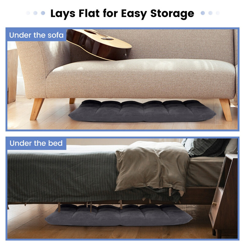 Foldbar gulvstol med justerbart ryglæn og korallvelour