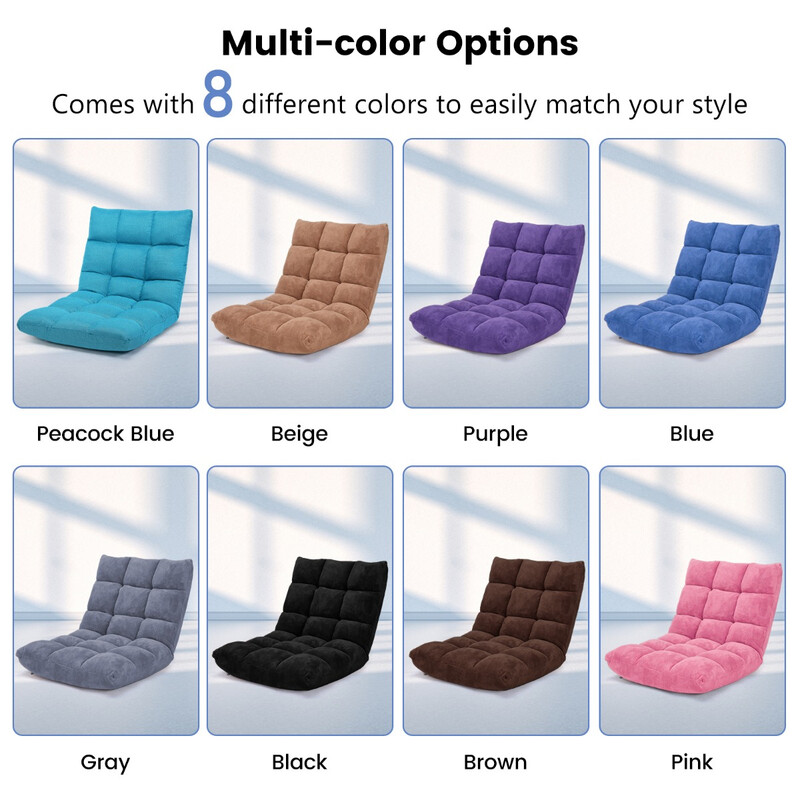 Foldbar gulvstol med justerbart ryglæn og korallvelour