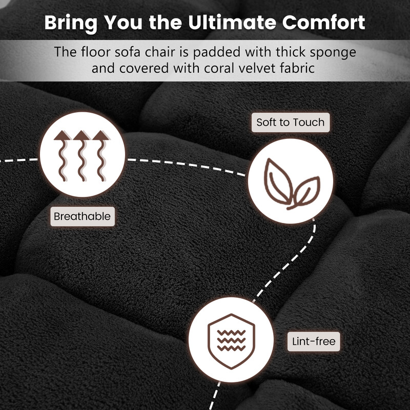 Foldbar gulvstol med justerbart rygstøtte i grå korallvelour og stålram