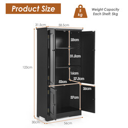Højskab i sort MDF med fire justerbare hylder 59x32x123 cm