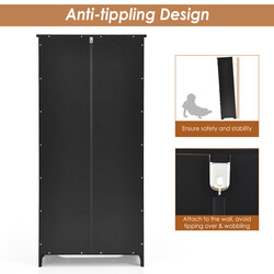 Højskab i sort MDF med fire justerbare hylder 59x32x123 cm