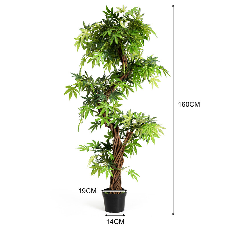 Kunstig bonsai med ægte træstamme 160 cm indendørs