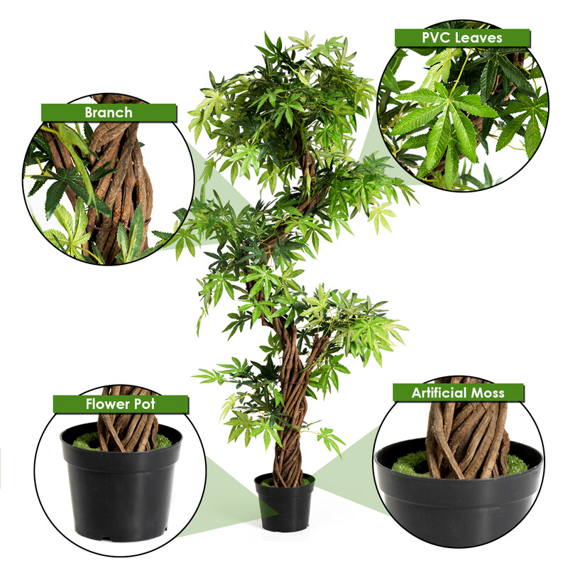 Kunstig bonsai med ægte træstamme 160 cm indendørs