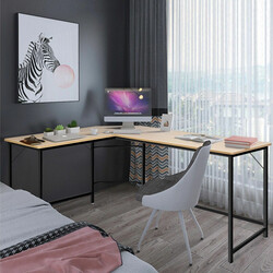 L-formet hjørneskrivebord i MDF og stål 168x125 cm med justerbar CPU-holder