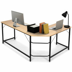 L-formet hjørneskrivebord i MDF og stål 168x125 cm med justerbar CPU-holder