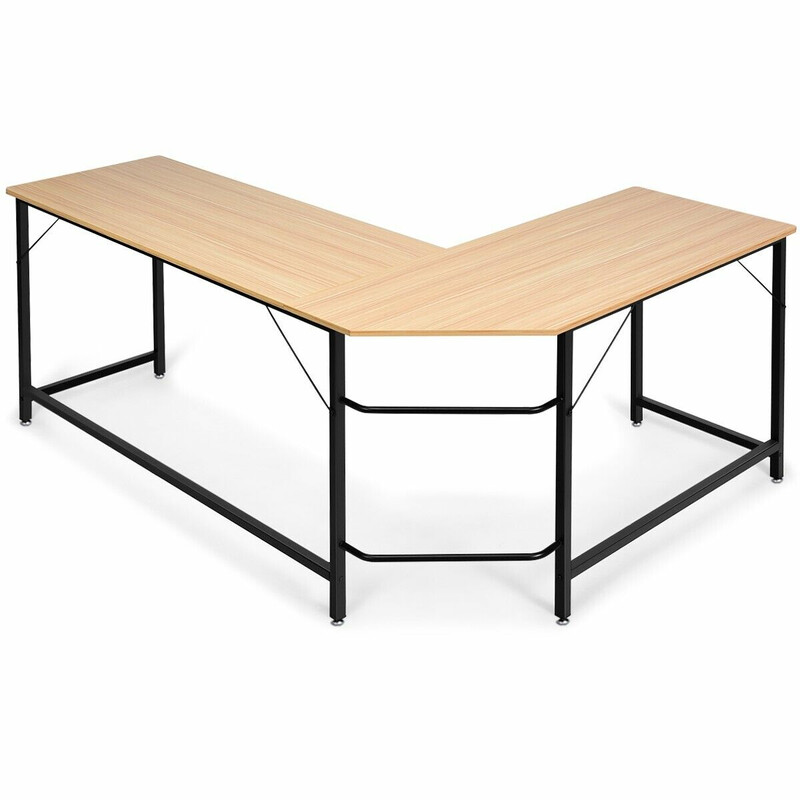 L-formet hjørneskrivebord i MDF og stål 168x125 cm med justerbar CPU-holder