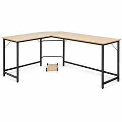 L-formet hjørneskrivebord i MDF og stål 168x125 cm med justerbar CPU-holder