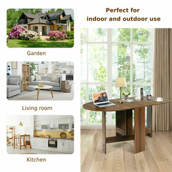 Faldbart udendørs bord i brun spånskive 163x80 cm til 4-6 personer